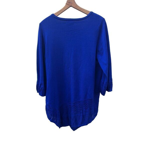 Kim Rogers Women's Delta Blue Closed Knit Ribbed Pullover Sweater Size 1X - Picture 2 of 5